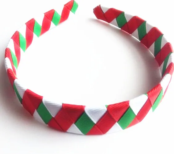 Christmas Woven Headband Ribbon Red Green and White