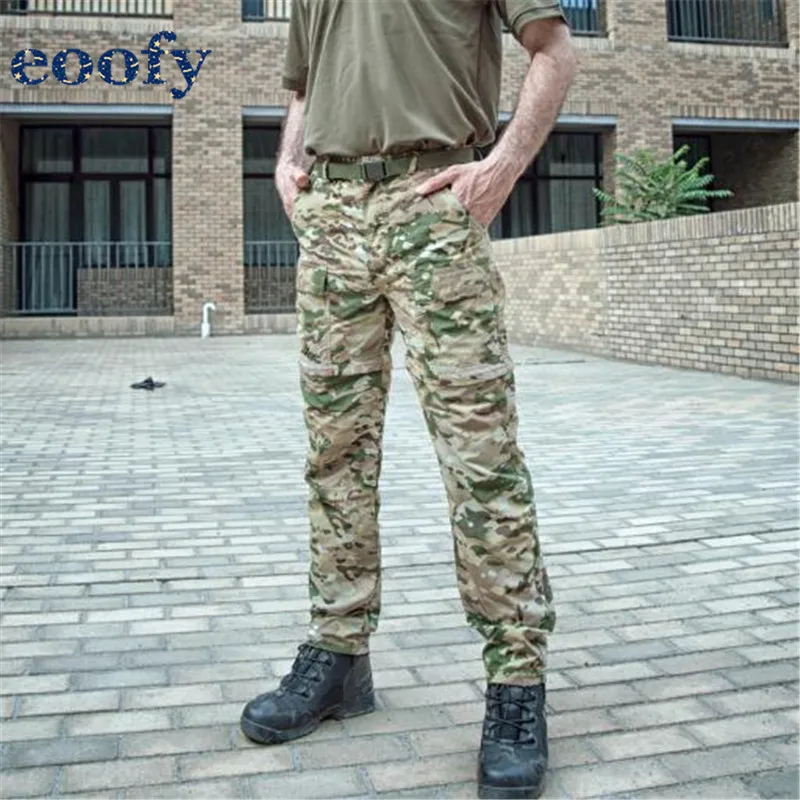 

Quick Dry Detachable Tactical Pants Removable Knee Length Military Camouflage Pants Male Rip Stop Waterproof Army Combat Pants