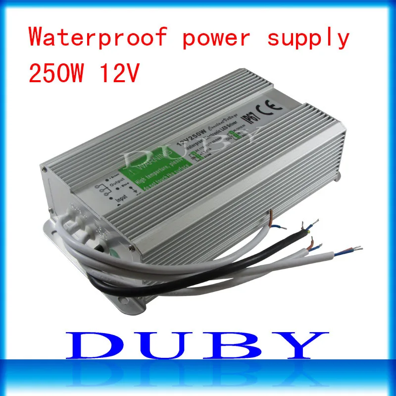 

10piece/lot IP67 12V 20.8A 250W AC100-240V Input Electronic Waterproof Led Power Supply/ Led Adapter 12V 250W free Fedex
