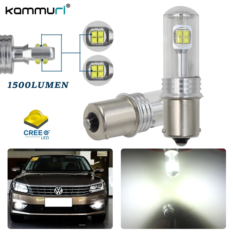 p21w 1156 ba15s led car light for Volkswagen VW Passat B7 drl led fog light daytime running lights 6000K Xenon 2pc KAMMURI