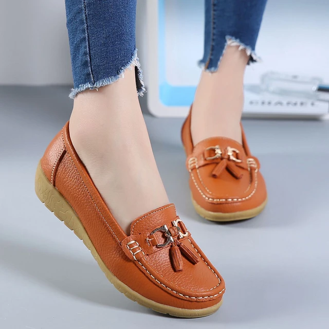 Dropshipping Spring Autumn Shoes Woman Leather Flats Women Slip Women's Loafers Female Moccasins