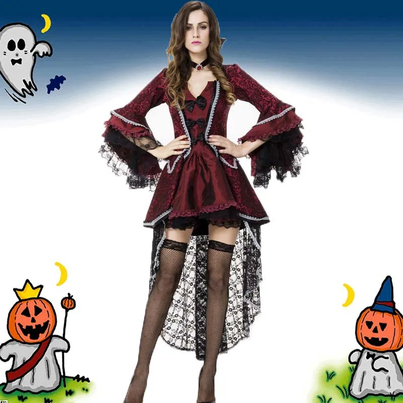 Deluxe Vampiro Rainha Dos Corações Vestido Outfit Adulto Halloween mulheres Traje Do Partido Sexy