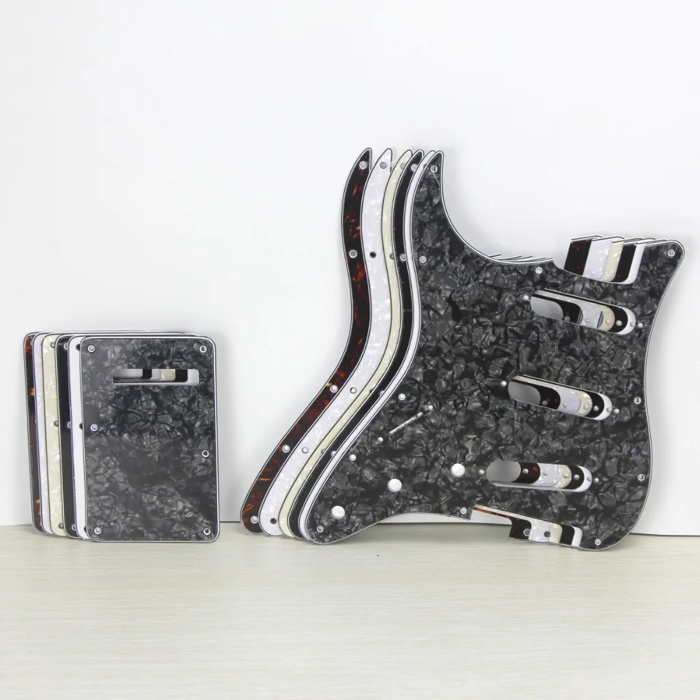 

FLEOR Set of Left Handed Guitar Pickguard Strat SSS 11 Holes & Back Plate & Screws for FD Strat Guitar Parts ,7 Optional Colors