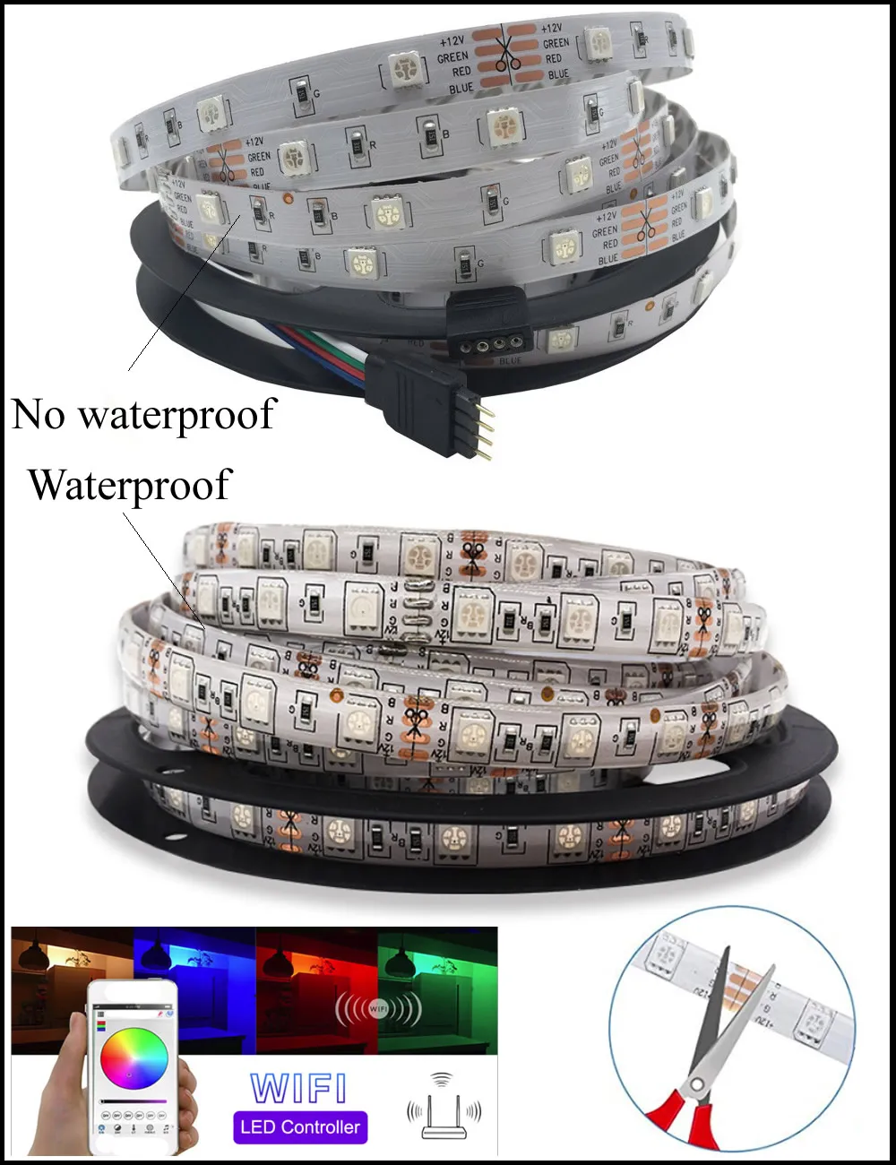 DC12V 5050SMD RGB WIFI Светодиодная лента 10 м 5 умная гибкая света волшебное домашнее