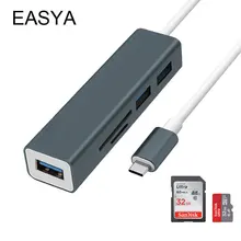 EASYA Thunderbolt 3 адаптер для usb-концентратора типа C USB 3,1 Тип с док-станцией с TF считыватель SD карт Слот для Macbook Pro5 штук/лот