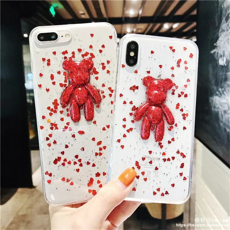 Чехол для телефона Huawei mate 9 10 20 lite pro Nova 2 plus 3i милый 3D градиент блеск Сердце Медведь