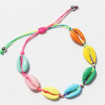 

12pcs Europe and America Simple style adjustable braided hand gift fashion jewelry Color alloy Sandy beach Shell bracelets C-18