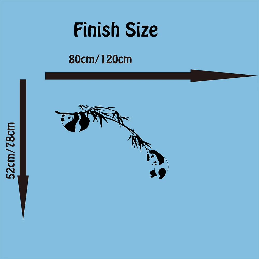 Панда Бамбук ветке дерева Наклейки на стены детской комнаты Детские Азиатский