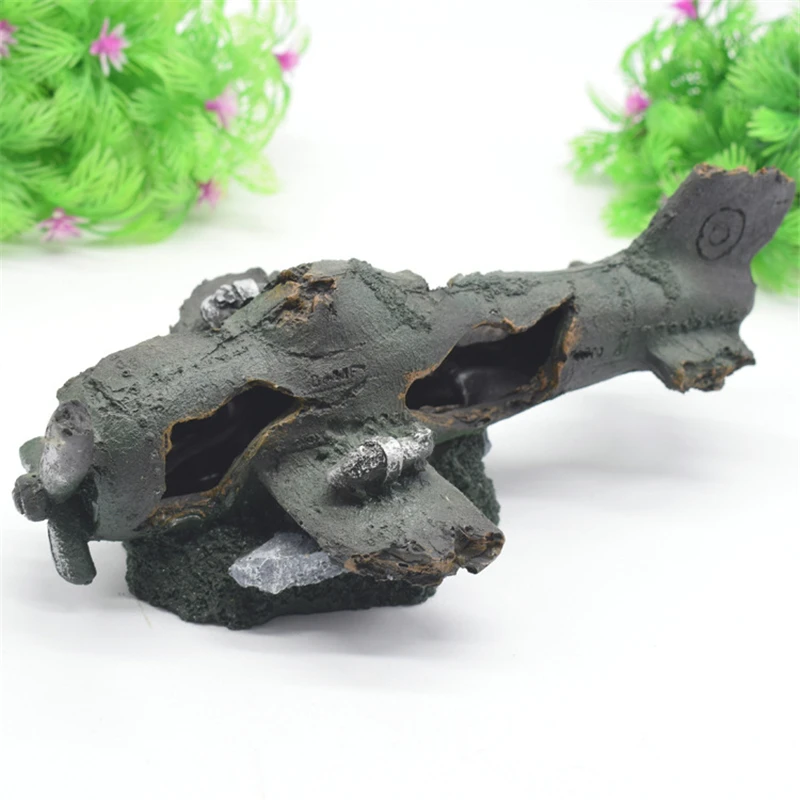 Aquarium Decoration Resin Wreck Plane Aircraft Wreckage Fish Tank Cave