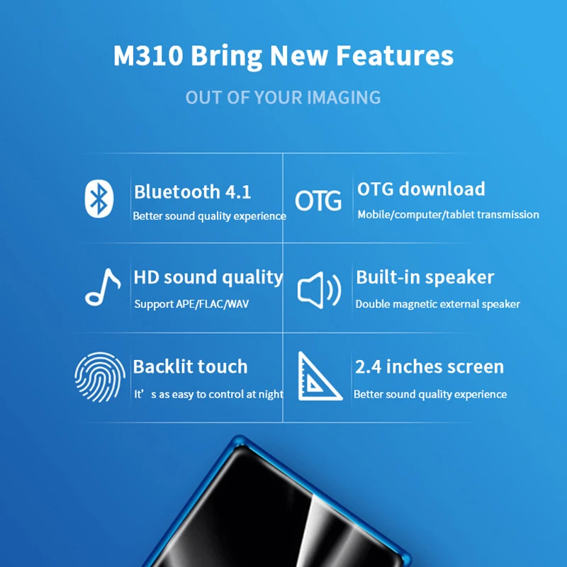 Mahdi MP3 плеер Bluetooth 4,1 сенсорный экран Спорт портативный аудио 8 Гб MP-3 HIFI плеер с радио FM Walkman APE Flac WAV динамик