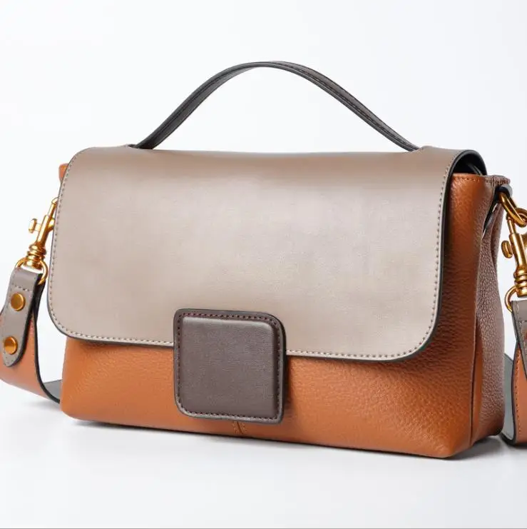 

100% genuine leather sell lots 2019 new tide of fashion best lap layer leather handbag shoulder his leisure bump color leather