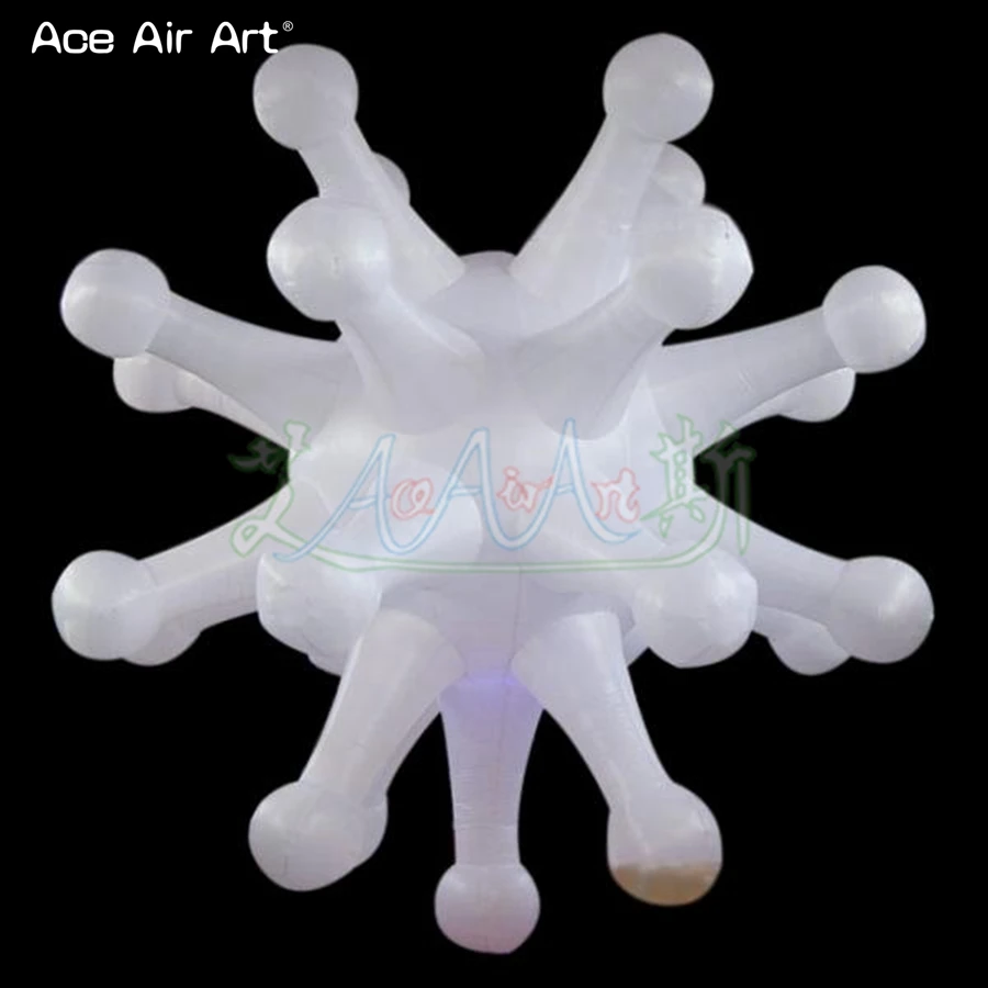 

White natural model inflatable snow,snowflake,glowing star balloon with free blower for hang up pools and club decoration