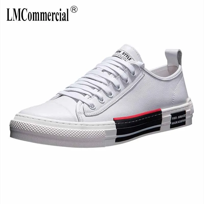 

Casual White Shoes Men Flat autumn winter real Leather Breathable Korean autumn winter all-match cowhide men's Leisure sneaker