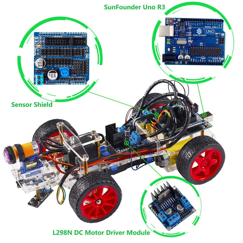  Smart Car Kit for Arduino Uno R3 Electronic Diy Obstacle Avoiding Line Tracing Light Seeking Robot Smart Car Kits 