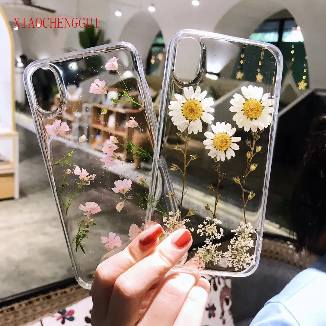 Мягкая задняя крышка из ТПУ с натуральными цветами для iphone X 6 6 S 7 8 plus, прозрачный чехол для iphone X