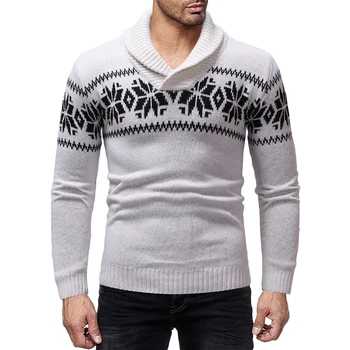 

Spring Men Round Neck Snowflake Sweater Men'S Turtleneck Stripe Casual Sweater Men's Slim Fit Brand Knitted Pullovers