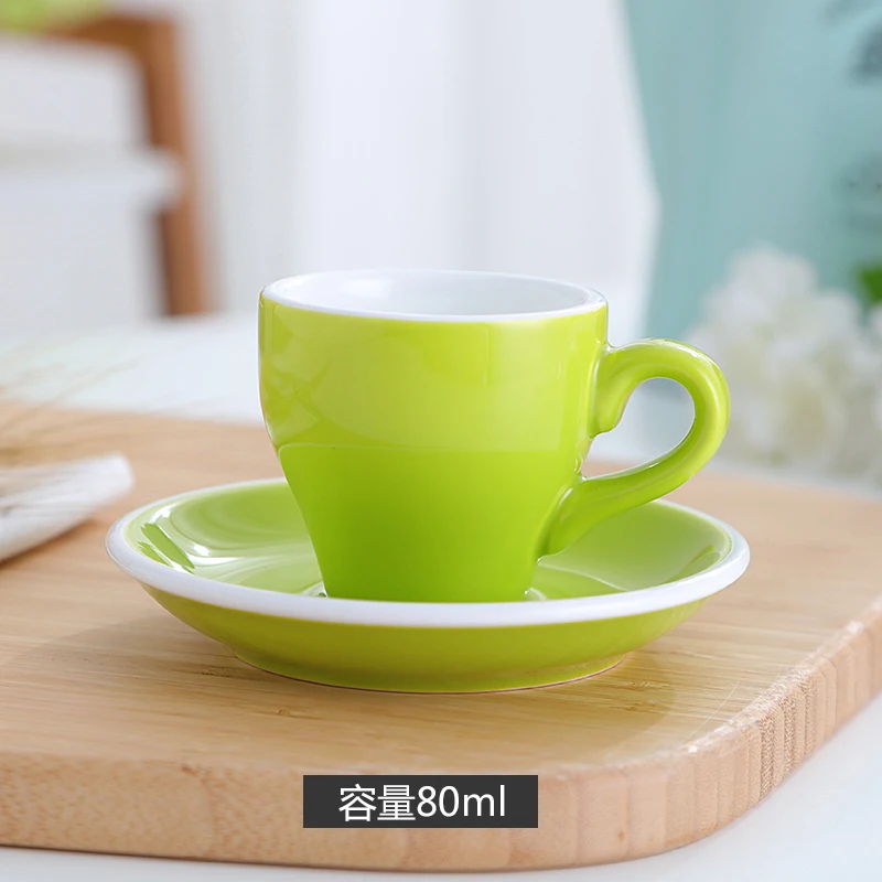 Мини Цвет итальянский 80cc Эспрессо кружка ACF керамическая ТАСС кафе чашка для латте Caneca Morphe послеобеденный чай стакан набор поднос - Цвет: B6 Fruit Green