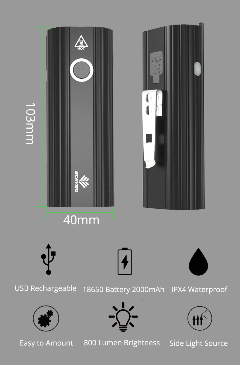 BCXYMQ, Перезаряжаемый USB велосипедный светильник, передняя и задняя велосипедные фары, водонепроницаемый задний велосипедный светильник, набор, 18650 батарея, головной светильник