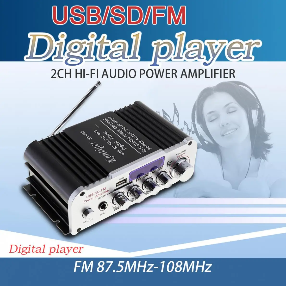 HY-803 2CH Hi-Fi Bluetooth авто мотоцикл домашний аудио усилитель мощности fm-радио плеер Поддержка SD/USB/DVD/MP3 вход