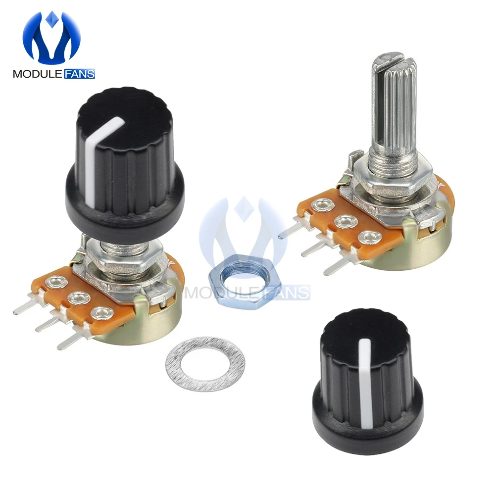 

5PCS Potentiometer Resistor 1K 2K 5K 10K 20K 50K 100K 250K 500K 1M Ohm Linear Taper Rotary Potentiometer For Arduino Cap Knob