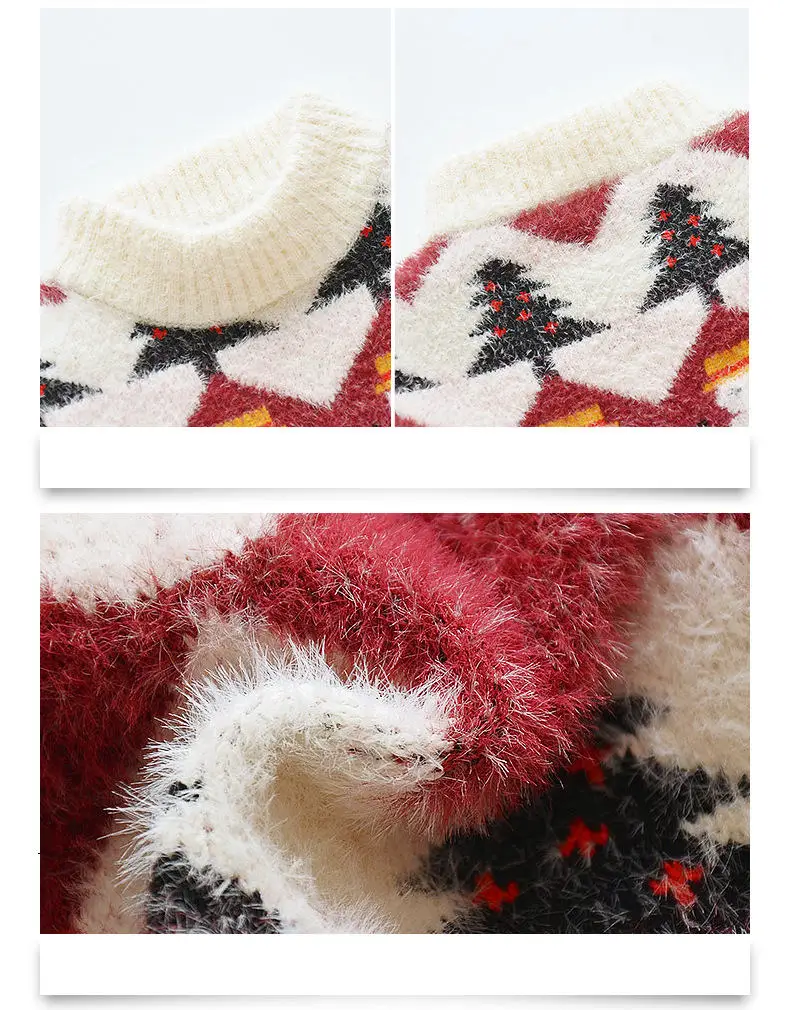 Зимний детский Рождественский свитер с деревом, вязаный пуловер, одежда модный теплый Обтягивающий джемпер для девочек-подростков с круглым вырезом, пальто со снеговиком