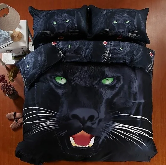 3D Black panther bedding set super king size queen fitted cotton bed sheets quilt duvet cover
