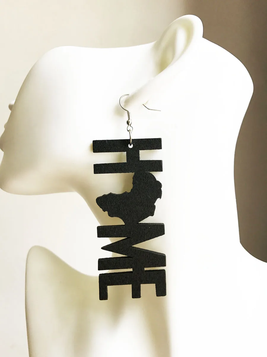 

1 pair African is home wood earrings , gift wooden Jewelry K-082