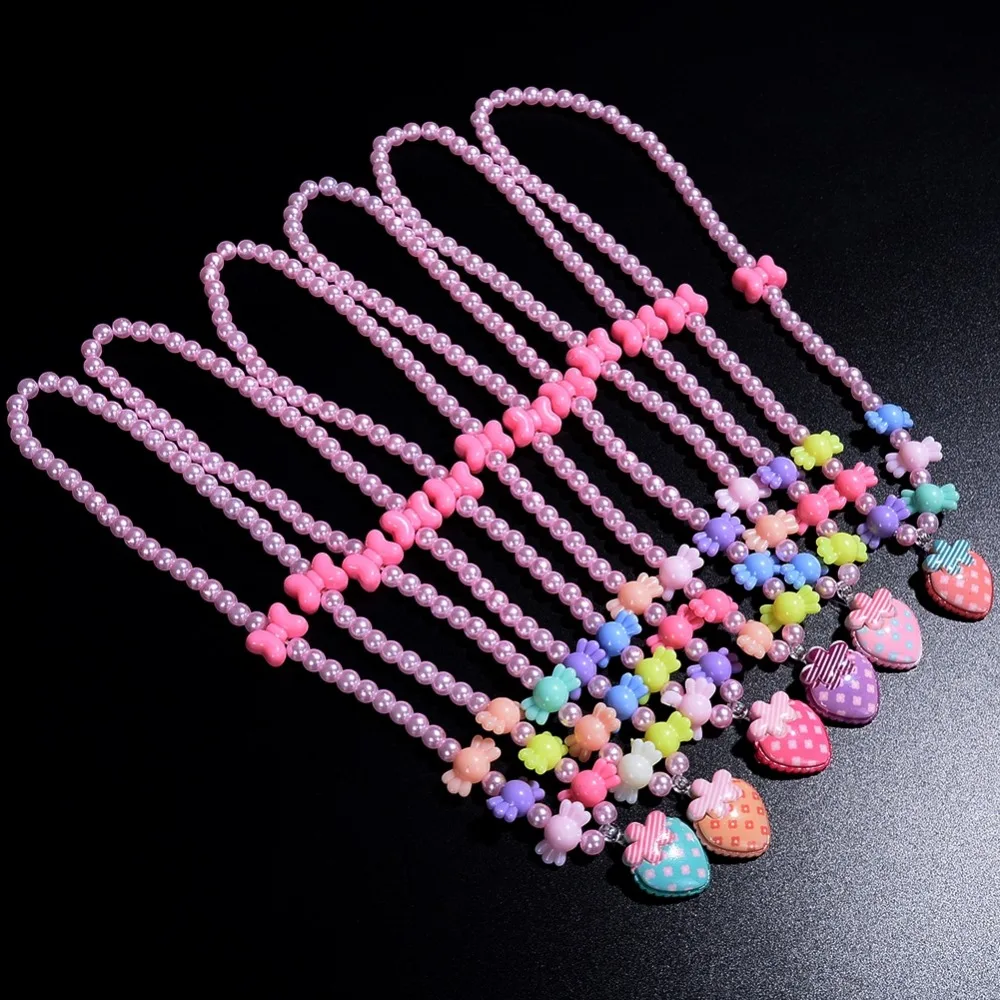 Buy New Design Girls Acrylic Pink Beads Necklace Charm