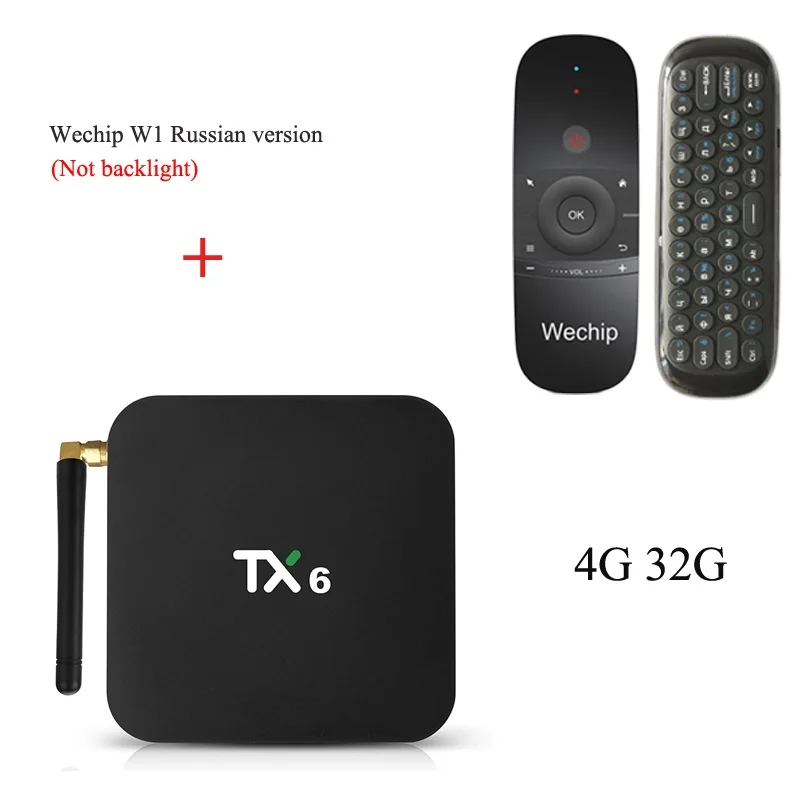 Wechip TX6 Allwinner H6 Android 9,0 ТВ приставка 4G 64G четырехъядерный двойной wifi Bluetooth 4,1 4K H.265 HDR 3D Youtube Отт медиаплеер - Цвет: 4G32G add Russian W1