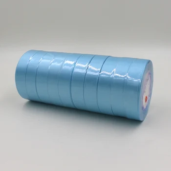 

10 Rolls/PC 2CM Width Single Face Satin Fabric Ribbon Wedding Supplies Skyblue Polyester Ribbons Gifts Wrap Handmade Accessories
