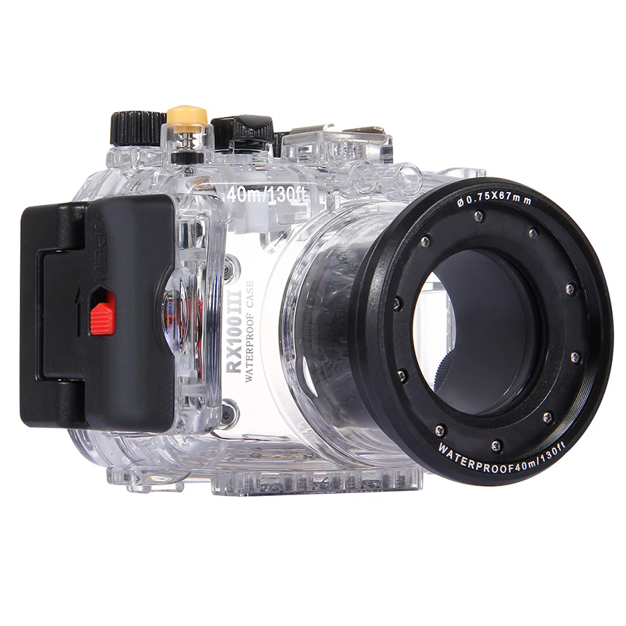 40m 130ft Waterproof Underwater Camera Housing Case Bag Transparent Waterproof Protective Case For Sony RX100 III ,DHL free ship protective waterproof housing case