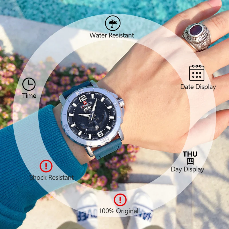  NAVIFORCE Men Watches Analog Date Clock Quartz Watch Men Army Military Wristwatch Luxury Brand Men 