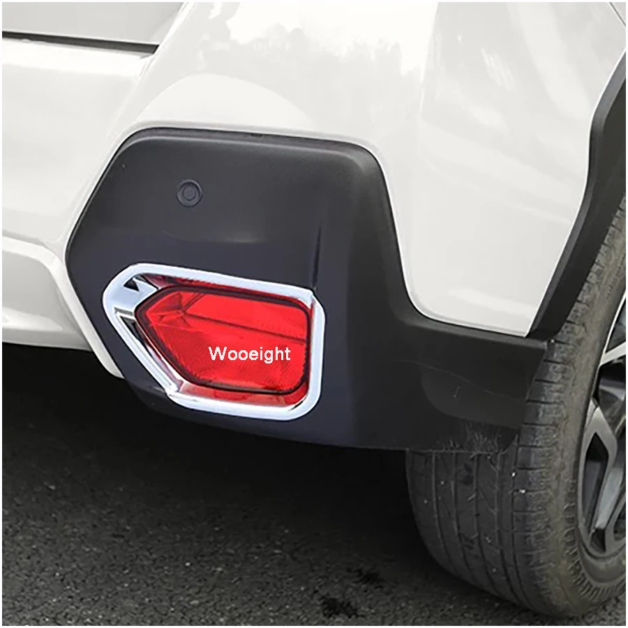 Wooeight 2Pcs ABS Chrome Car Rear Fog Light Lamp Foglight Bumper Cover Trim Bezel Frame Molding For Subaru XV Crosstrek 2018 (2)