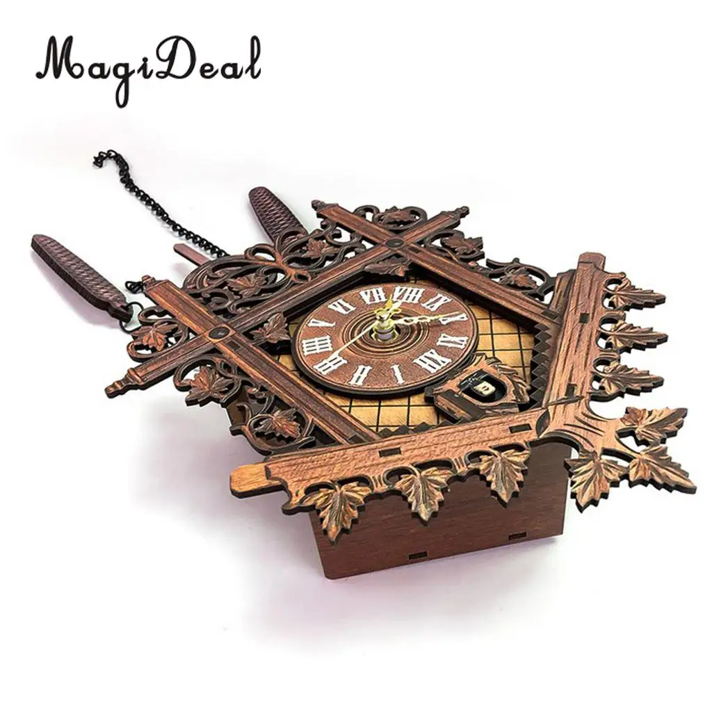 MagiDeal Decorative Wood Wooden Cuckoo Wall Clock for Home Decoration Christmas Housewarming Wedding Gifts