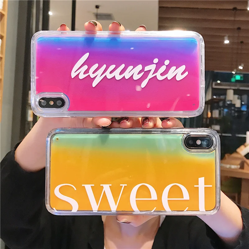 

ins Simple luminous quicksand Case for iphone X XR XS Max case For iPhone 6 6s 7 8 Plus Hard plastic case Capa Coque
