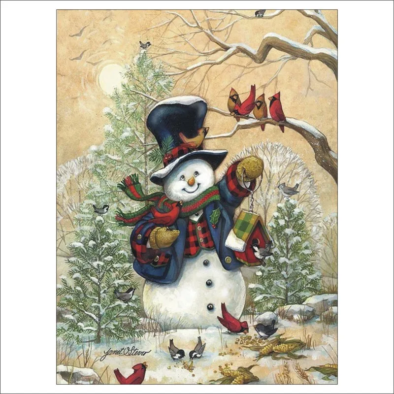 Full Square 5D DIY Diamond Painting Embroidery Snow landscape Cross stitch snowman Rhinestone Mosaic Decor Gifts T284 | Дом и сад