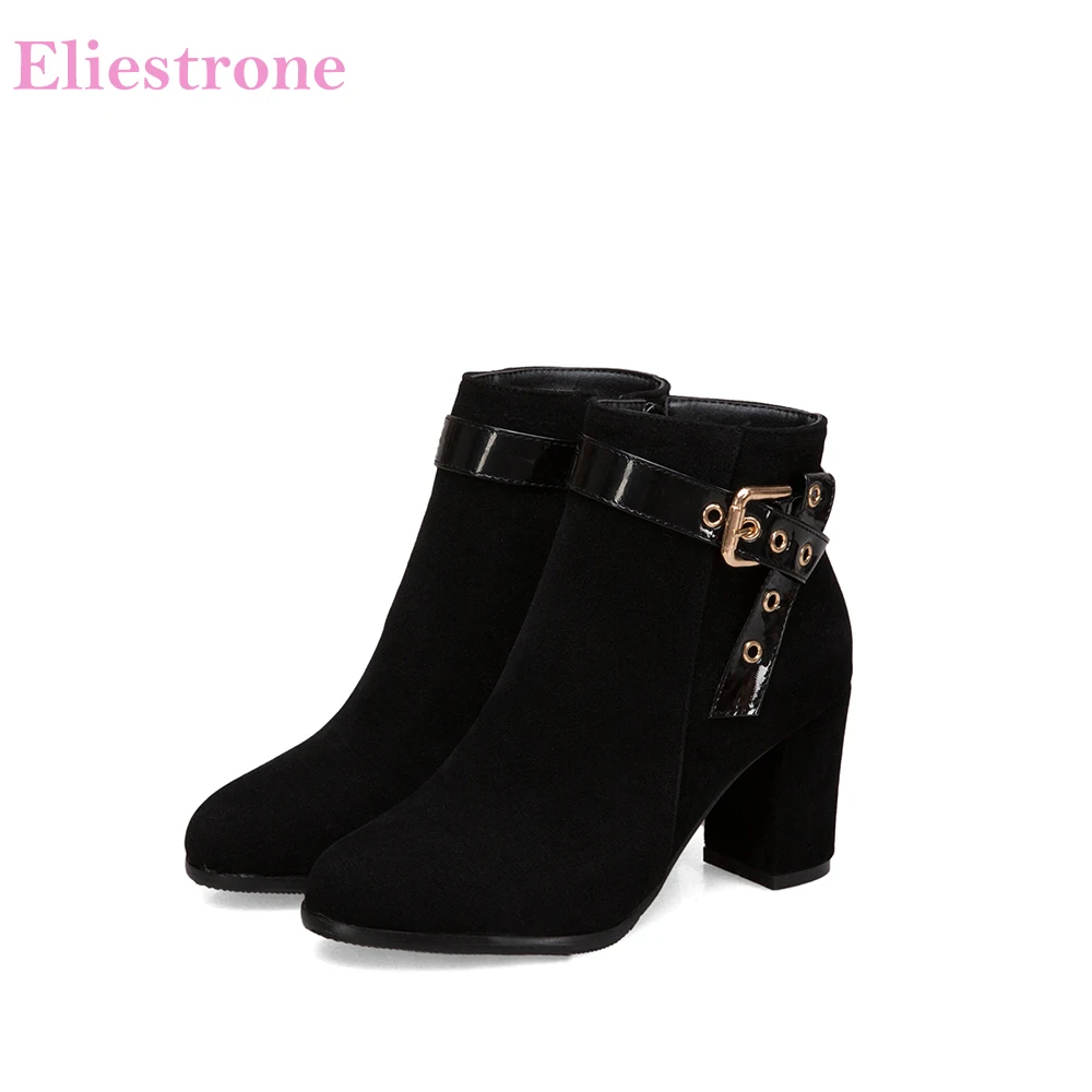 

Brand New Winter Mature Black Women Ankle Riding Boots Sexy Rivets Lady Shoes High Heels AH629 Plus Big Size 33 10 48 52