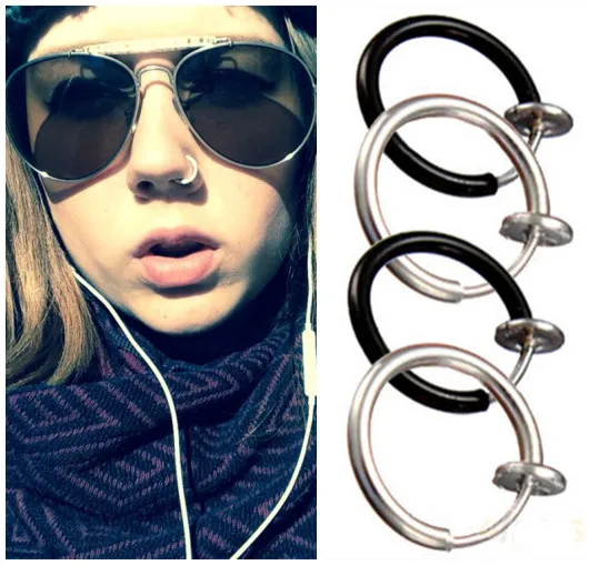

Plugs And Tunnels Goth Septum Punk Style Fake Piercing Clip On Hoop Boby Lip Nose Rings Body Jewelry Unisex Ear Earrings Pick