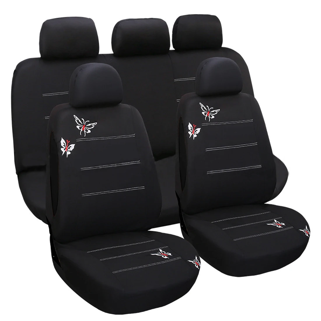 Dewtreetali universal 9pcs front rear car seat covers embroidery car