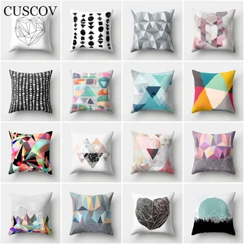 

CUSCOV geometric polyester sofa cushion cover creative jigsaw wedding decoration household pillow case bed supplies pillow cover