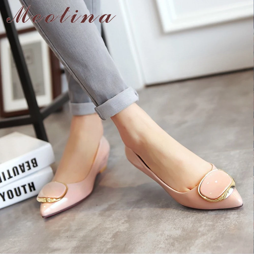 Meotina Women Shoes Wedge Heels Bridal Wedding Shoes Spring Low Heels Pumps Ladies Shoes Pumps Slip On Pink White Big Size 42 43