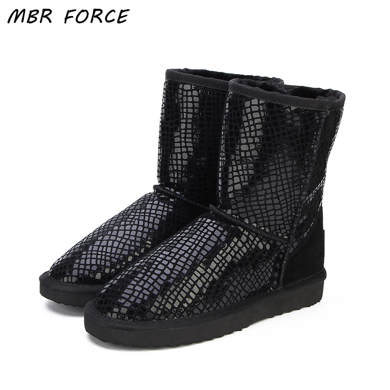 MBR FORCE/австралийские классические ботинки; Лидер продаж; модные зимние ботинки из натуральной воловьей кожи; зимняя водонепроницаемая женская обувь на меху; botas Mujer