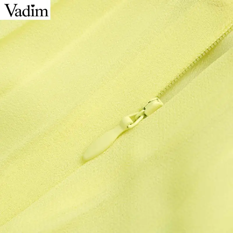 Vadim женское платье миди с v-образным вырезом и оборками, желтое платье с галстуком-бабочкой, украшенное милыми женскими платьями, однотонное платье без рукавов с открытой спиной, шикарное платье QC324