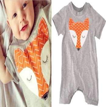

2017 Infant Boy Romper Summer Cartoon Fox Pattern Boy Infant Clothes Romper 2017 Short Sleeve Baby Jumpsuit For Girl Boy Romper