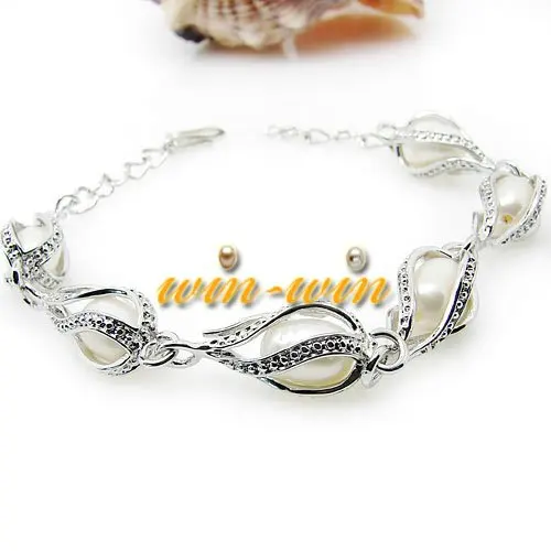 

FREE SHIPPING Freshwater Pearl Bracelet Jewelry Alloy Metal Bracelet Chain Bracelet Bangle 6pcs/lot