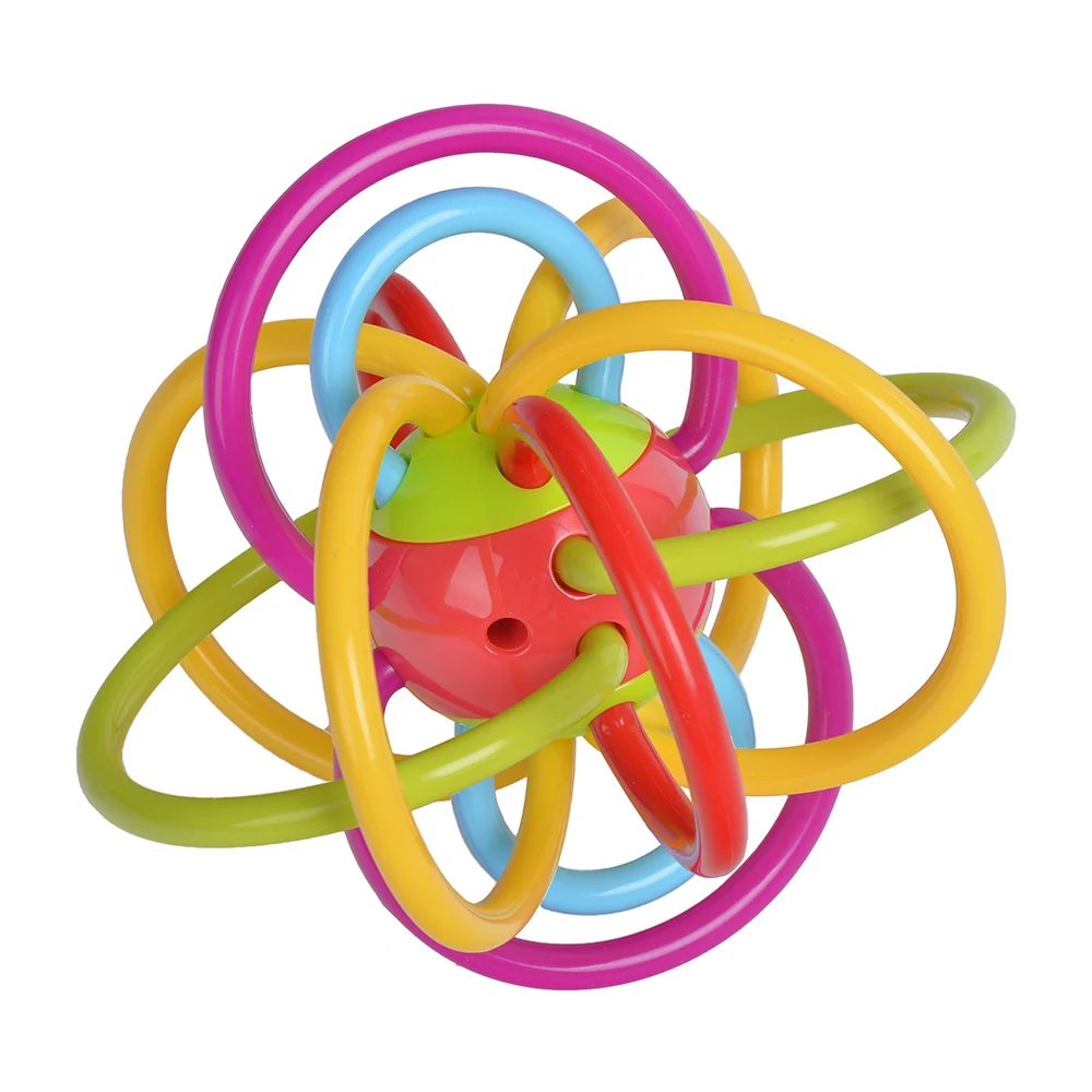 New Baby Rattles Ball Hand Teether Bell Rattle Plastic Grasping Toy