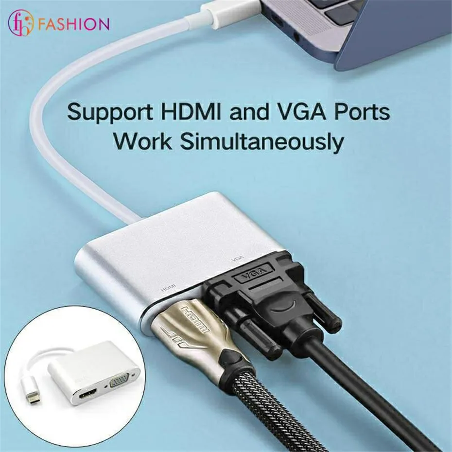 Basix USB Type C hub to HDMI VGA Adapter 4