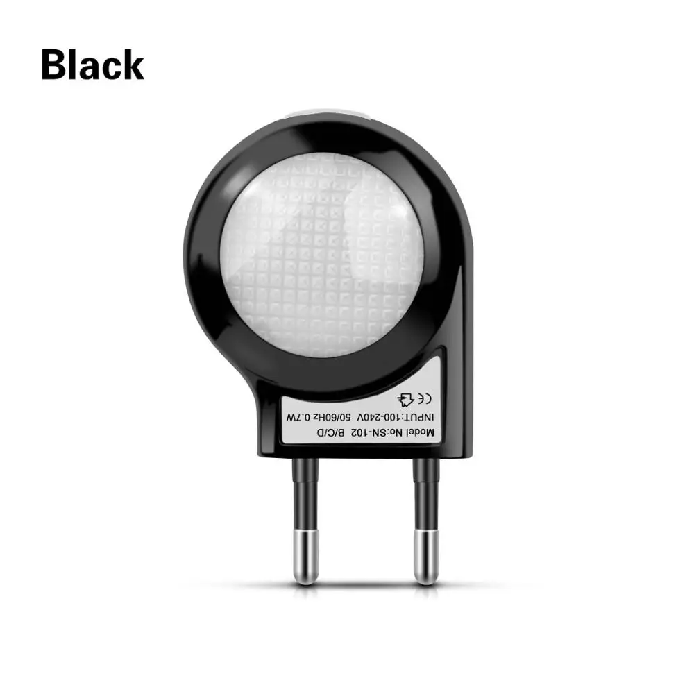 Светодиодный мини-ночник, милый светодиодный светильник с сенсором, 110 В, 220 В, европейская вилка, энергосберегающая лампа для маленьких детей, спальни, Домашний Светильник ing - Испускаемый цвет: Black