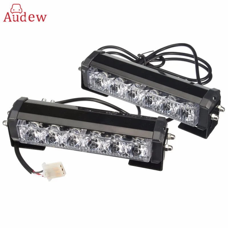 

2X 6 LED Car Vechicle Strobe Flash Warning Light Hazard Grill Emergency Flashing Lamp + Switch Red Blue White Yellow