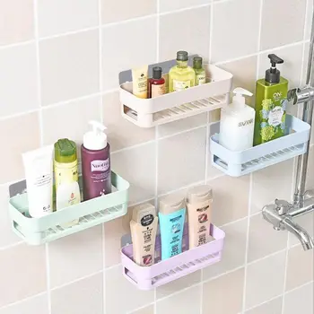 

Kitchen Bathroom Restroom Storage Rack Shelf Seamless Sticky Storage Rack Hanging Hook Shelf Plastic Storage Rack Wall